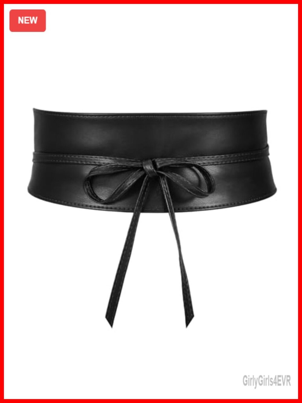 Women's PU Leather Obi Style Wide Wrap Waist Band Tie Belt